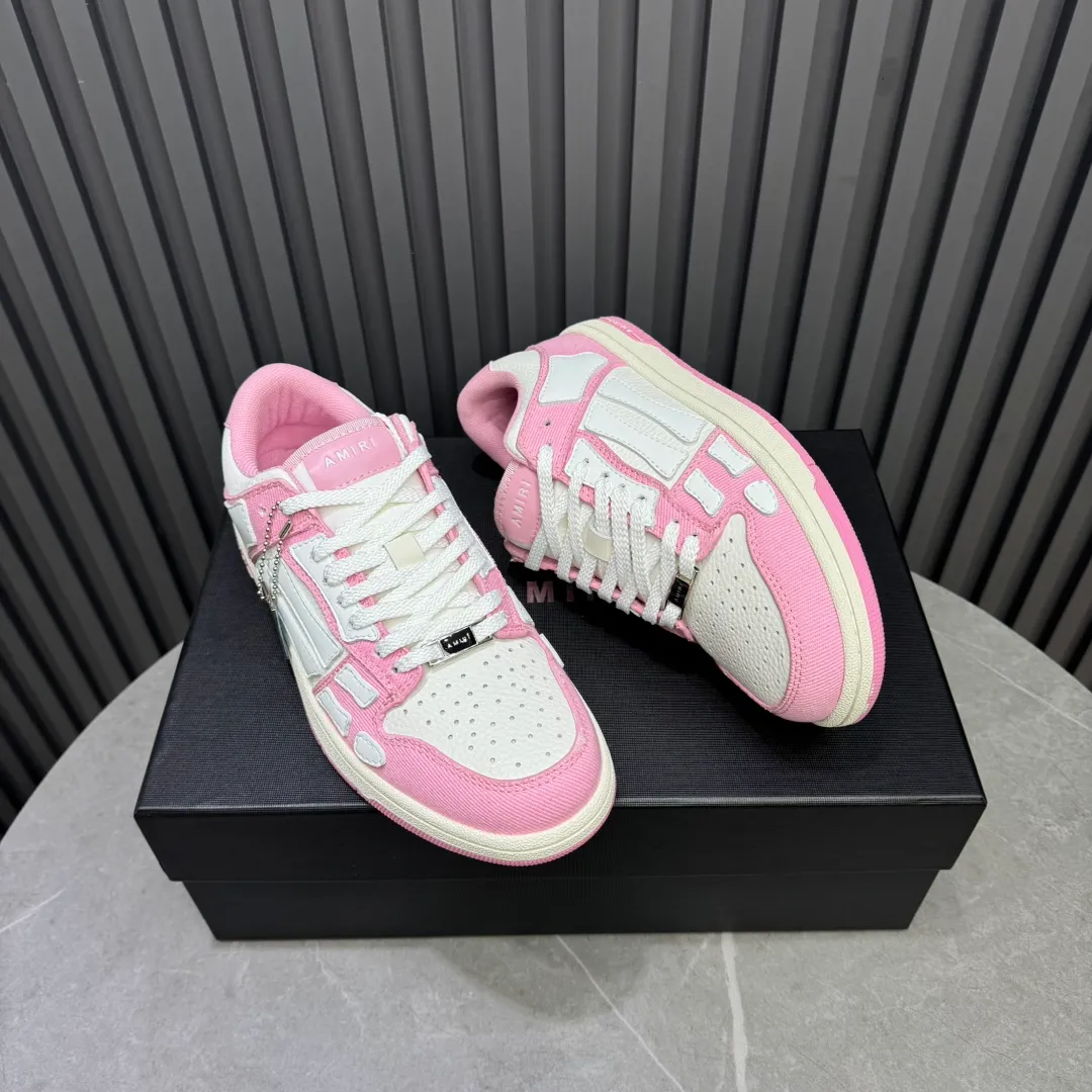 Men's men's shoes 💰600 AMIRI high street sneakers with bone sports shoes, toe layer cowhide upper, upper side bones, hand-stitched, good three-dimensional effect, customized metal LOGO, size 38-45 46